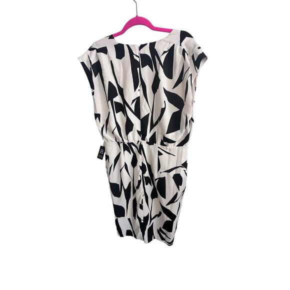 NWT Express Abstract Draped V-Neck Sleeveless Wrap Mini Sheath Dress Size Large - Picture 6 of 12